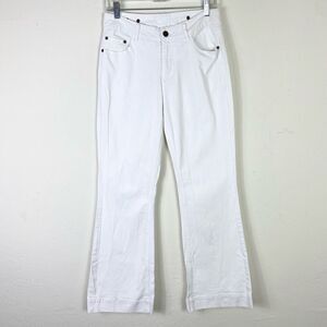 Soft Surroundings White Denim Wide Flare Leg Jeans Size M